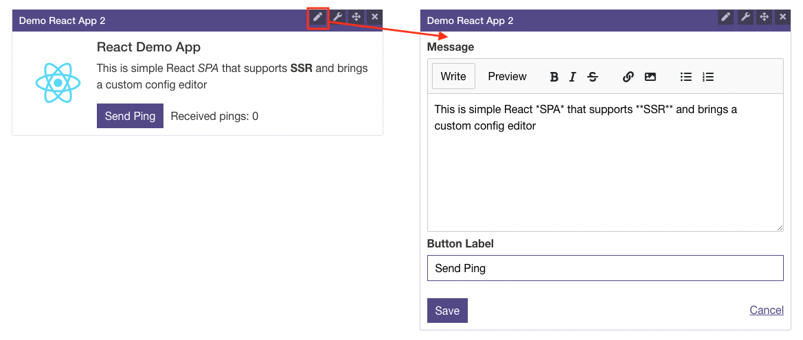 Mashroom Portal Custom App Config Editor