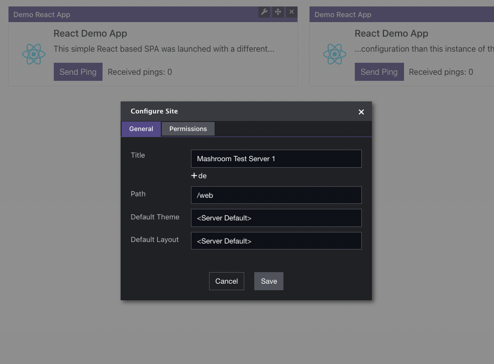 Mashroom Portal Site Settings